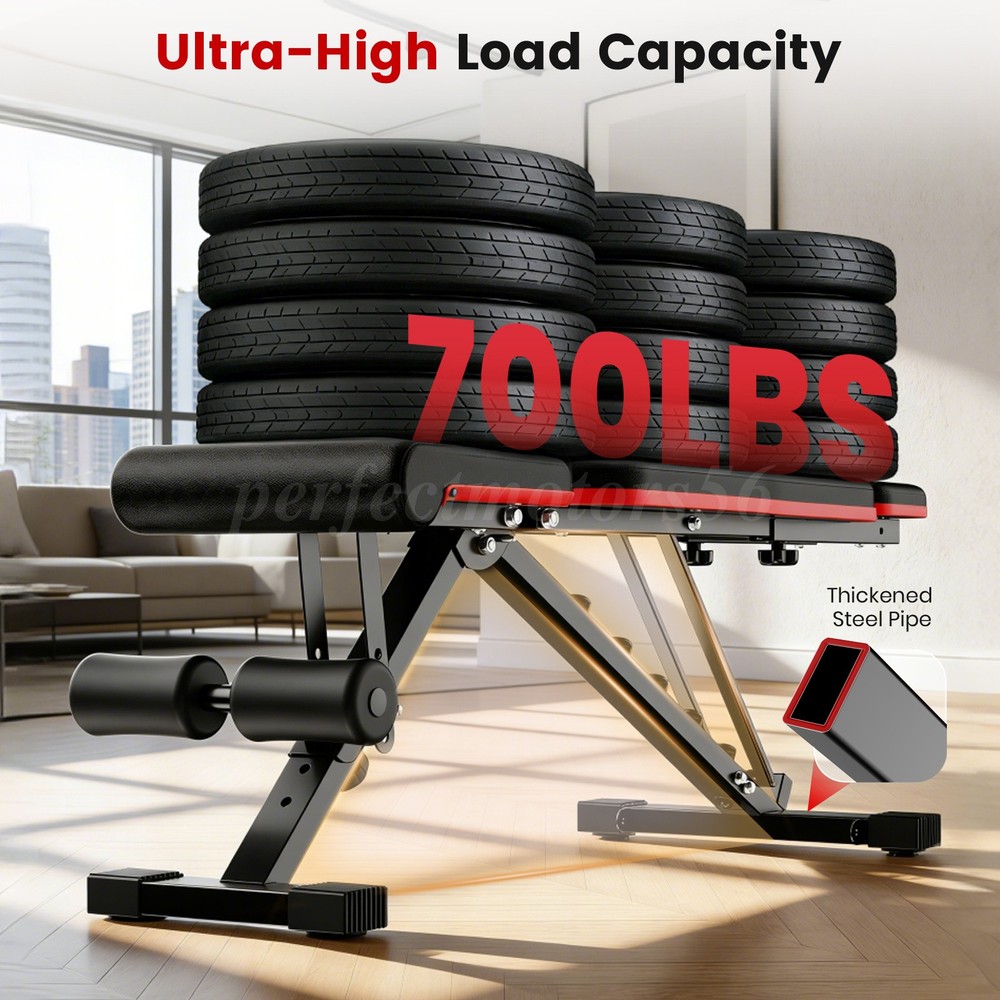 700LBS Adjustable Foldable Weight Bench Home Gym Strength Training Workout Bench