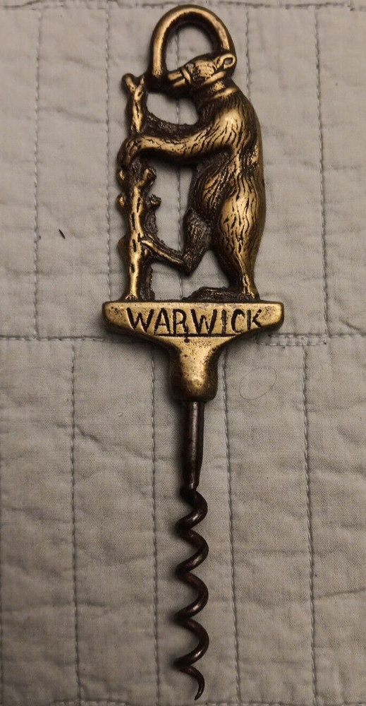 Vtg Brass Warwick Bear Wine Corkscrew 6.75"