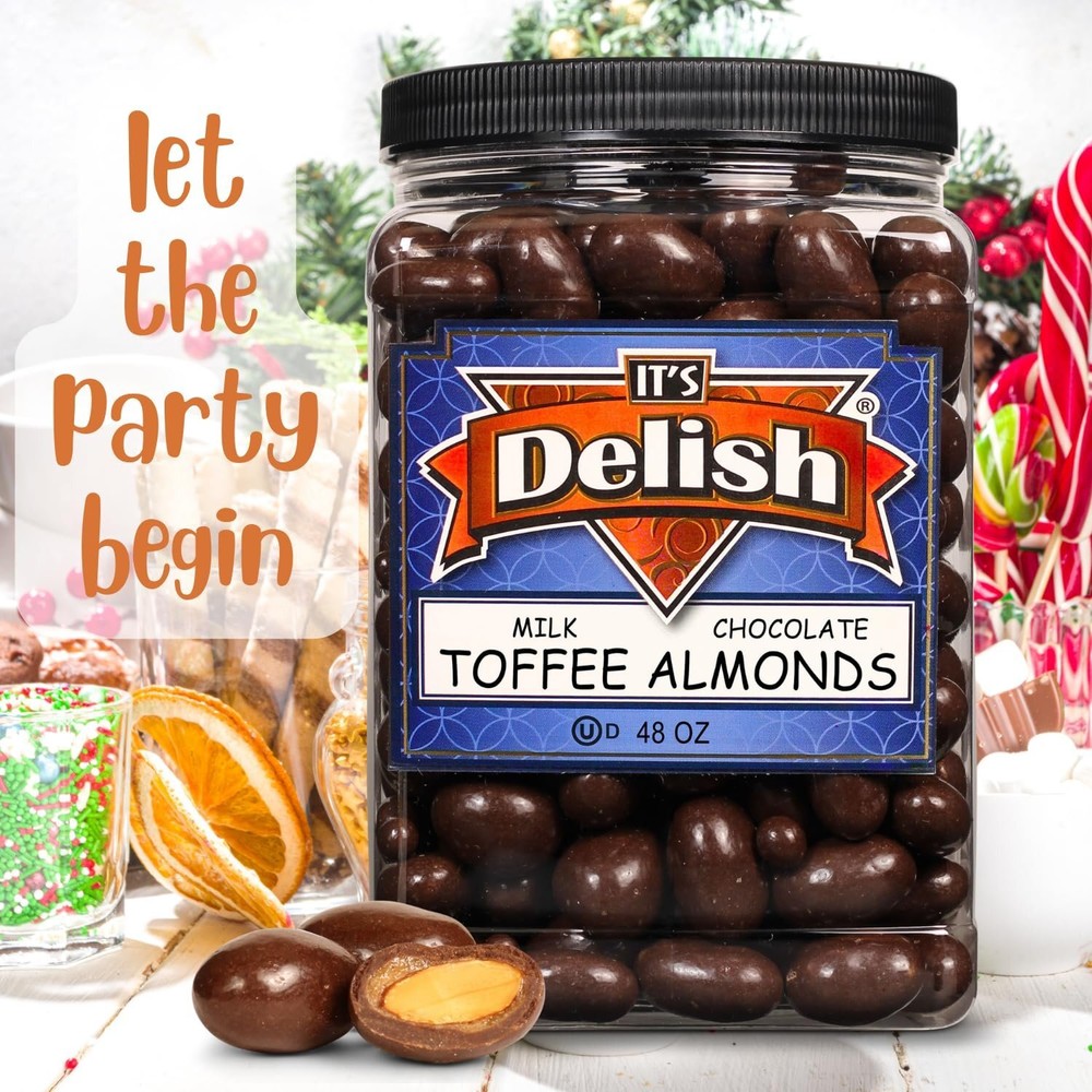 Chocolate Toffee Coated Almonds by It's Delish, 48 Oz Jumbo Container