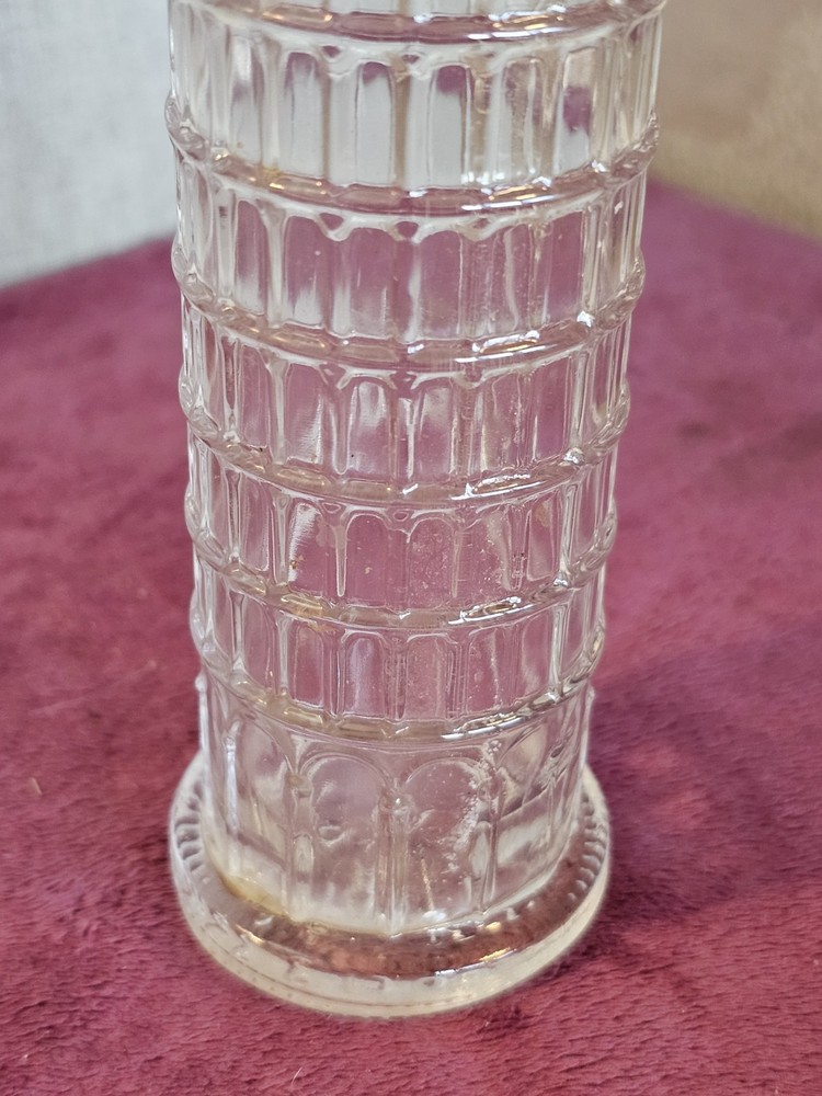 Leaning Tower of Pisa Decorative Clear Glass Bottle - Empty - 20cm