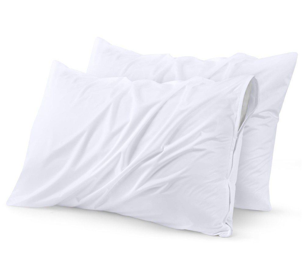 Utopia Bedding Waterproof Pillow Protector Zippered (2 Pack) Standard – Bed