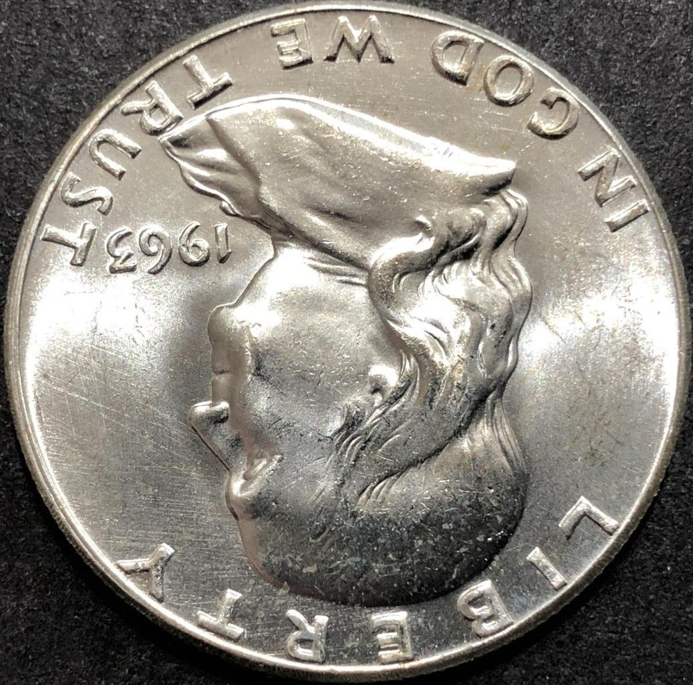 UNC 1963 FRANKLIN 90% SILVER HALF DOLLAR COIN