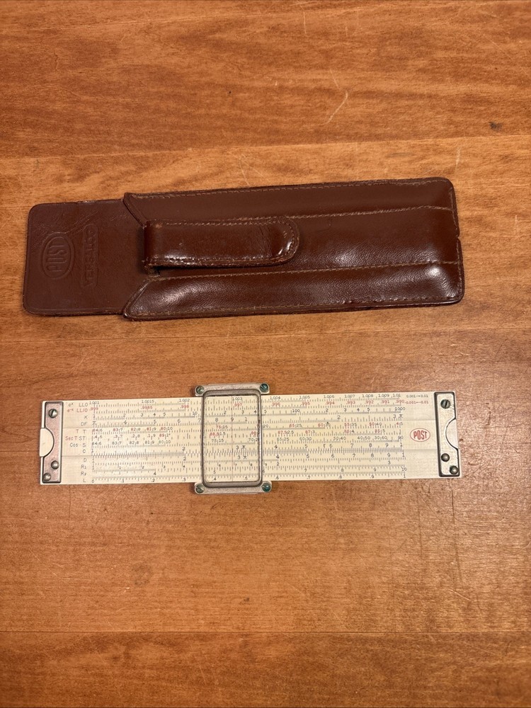 FREDERICK POST 1461 POCKET Versalog Slide Rule Leather case Vintage