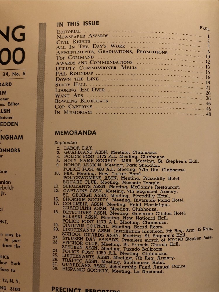 SPRING 3100 NYPD MAGAZINE SEPT 1963