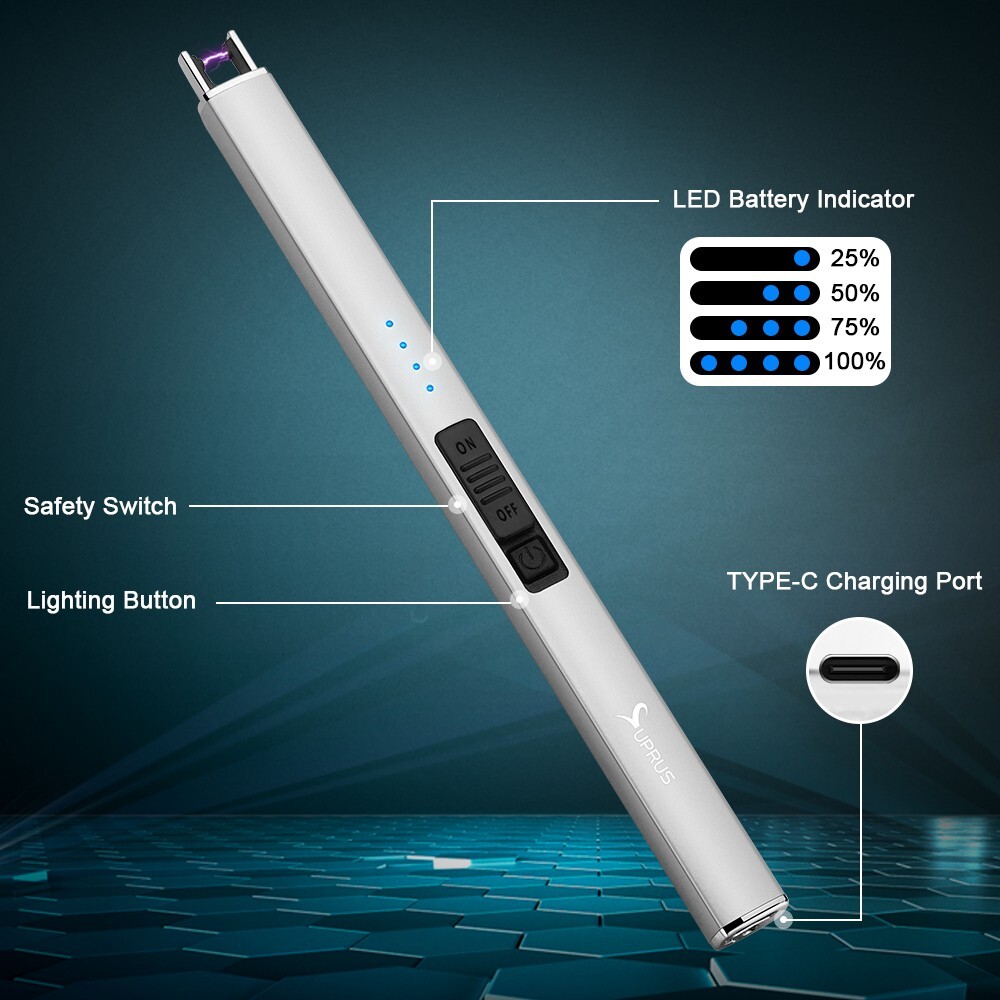 SUPRUS Electric Lighter Arc Windproof Flameless USB Rechargeable Lighter