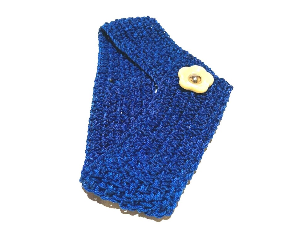 crochet dog collar new size 16" blue