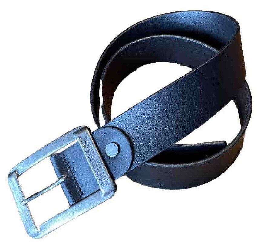 Caterpillar Buckle Black Leather Belt Size M