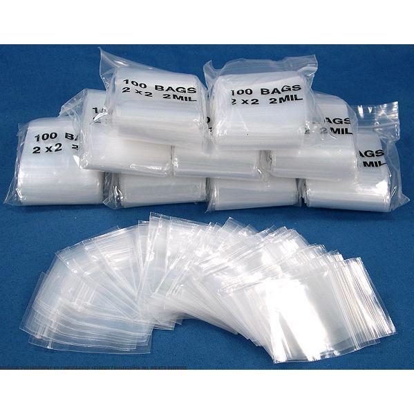 1000 Ziplock Poly Bag Resealable Plastic Baggies 2"x 2"