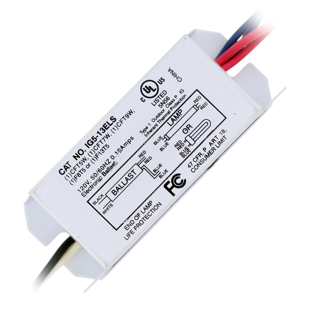 INTER-GLOBAL IG5-13ELS CFL BALLAST, 1-LAMP, CFT5 CFT7W CFT9W F8T5 F13T5, 120V