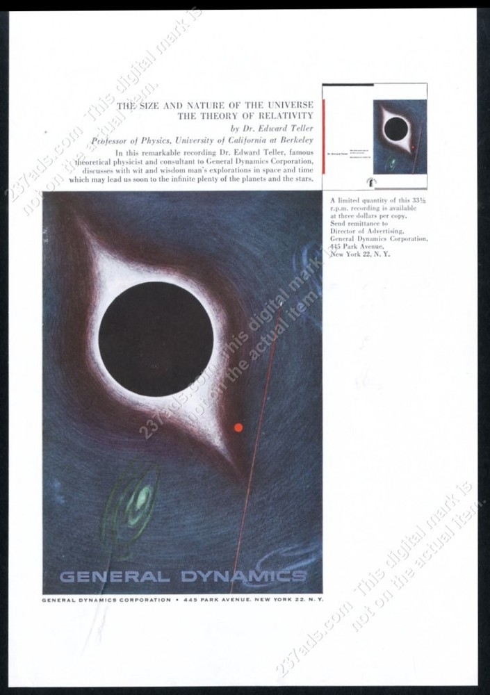1957 General Dynamics outer space rocket modern Erik Nitsche art vtg print ad