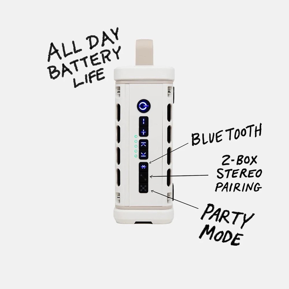 Turtlebox Waterproof Bluetooth Boombox White Magnetic Mounts Stereo Pairing