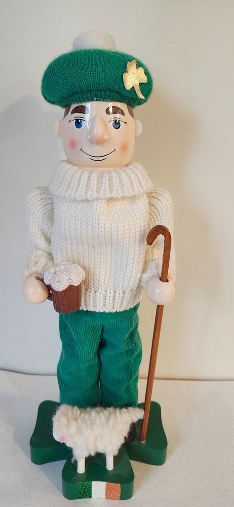 Vintage Nutcracker Village Irishman with Sheep Figurine
