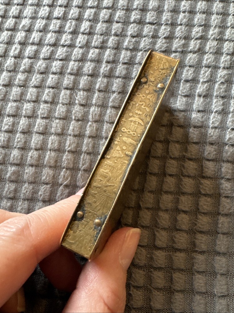 Antique Brass Match Safe - Hieroglyphs