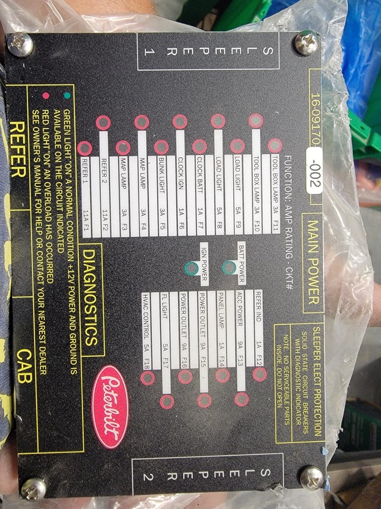Peterbilt 16-09170-002 Sleeper Power Diagnositic Control Panel *FREE SHIPPING*