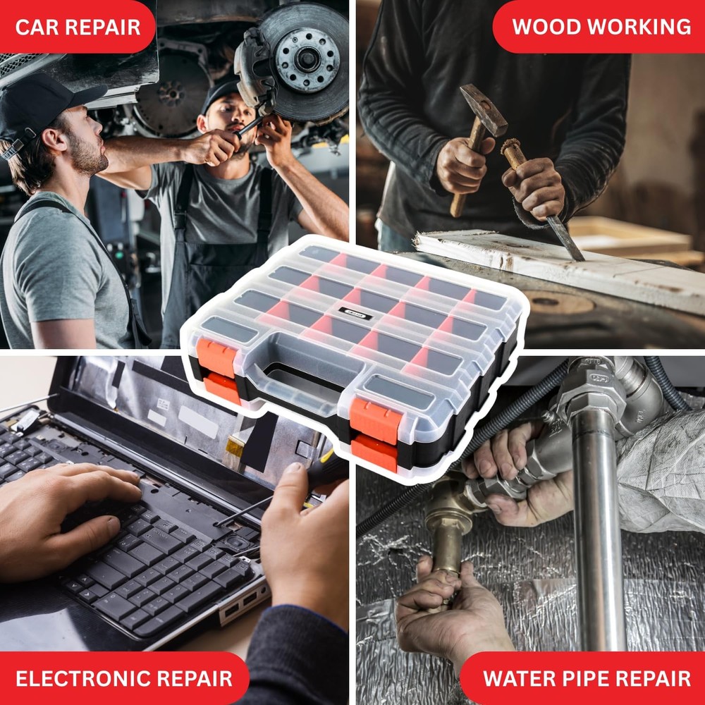 Andalus Tools Organizer Box, Small Parts Storage 1 Pack, Orange