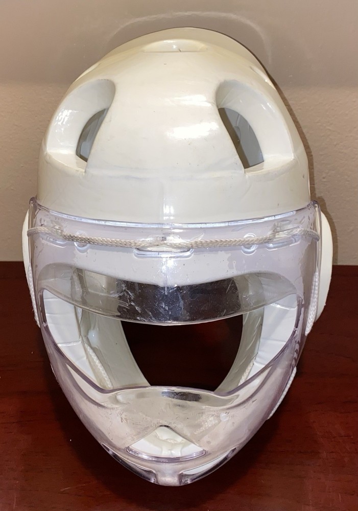 WKF Approved Youth Karate Head Gear with Face Mask White