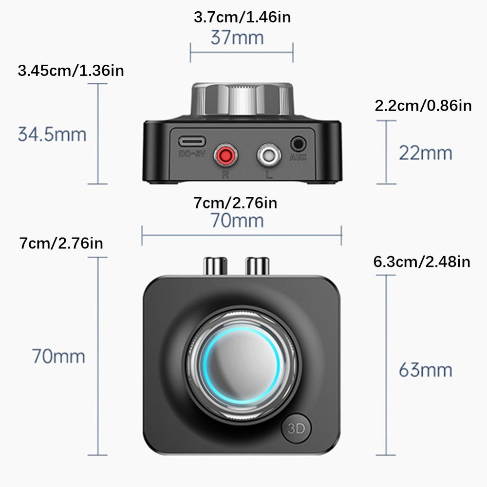 Bluetooth 5.0 Wireless Aux Audio Receiver 3.5mm Stereo Adapter Receiver
