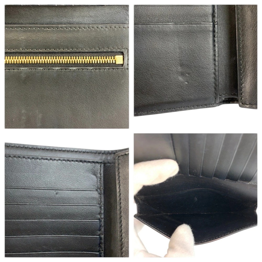 CELINE Medium Black Leather Fold Wallet Compact Women Bag Accessories