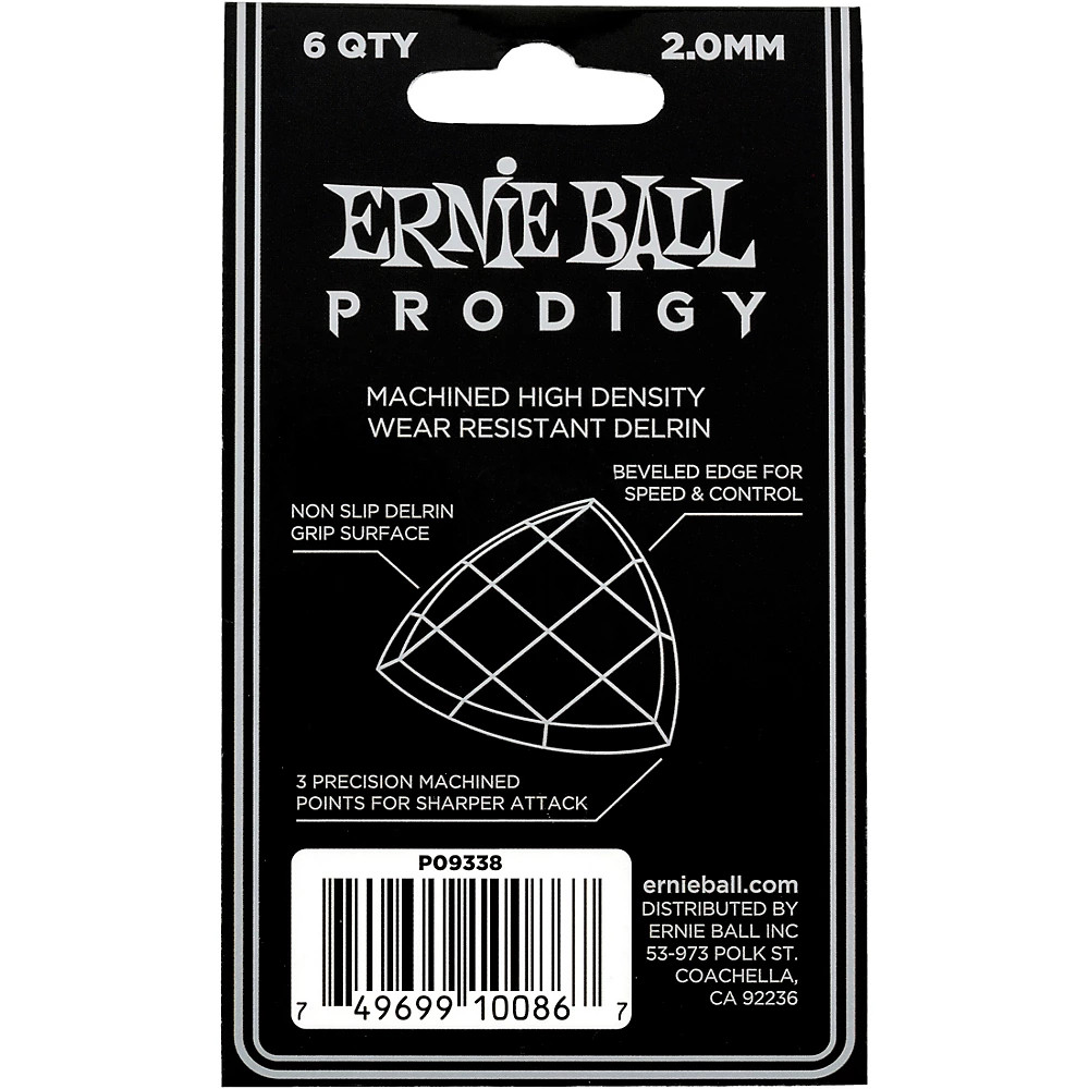 Ernie Ball Large Shield Prodigy Picks, 6-Pack 2.0 mm 6 Pack