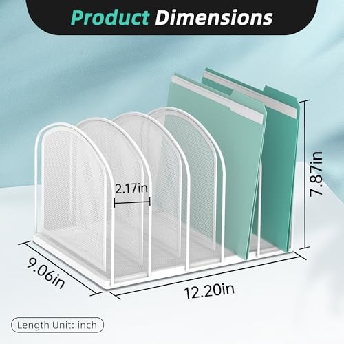 File Organizer 5-Section Mesh Desk Organizer, Upright File Organizer Desktop