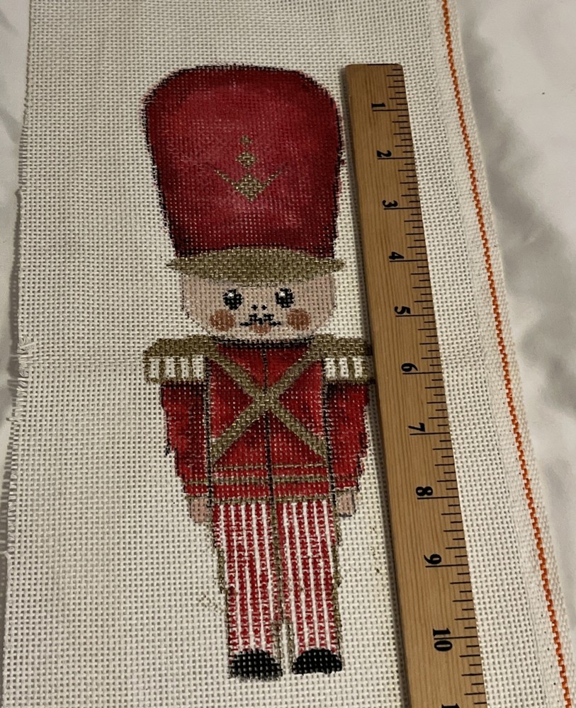 Nutcracker Soldier Needlepoint Canvas Hand Painted 14 Count Mesh