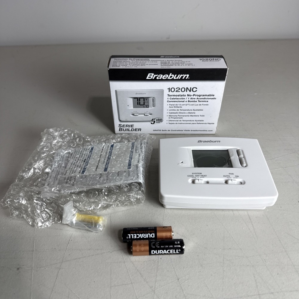 NIB Braeburn 1020NC Digital Non-Programmable Thermostat - White