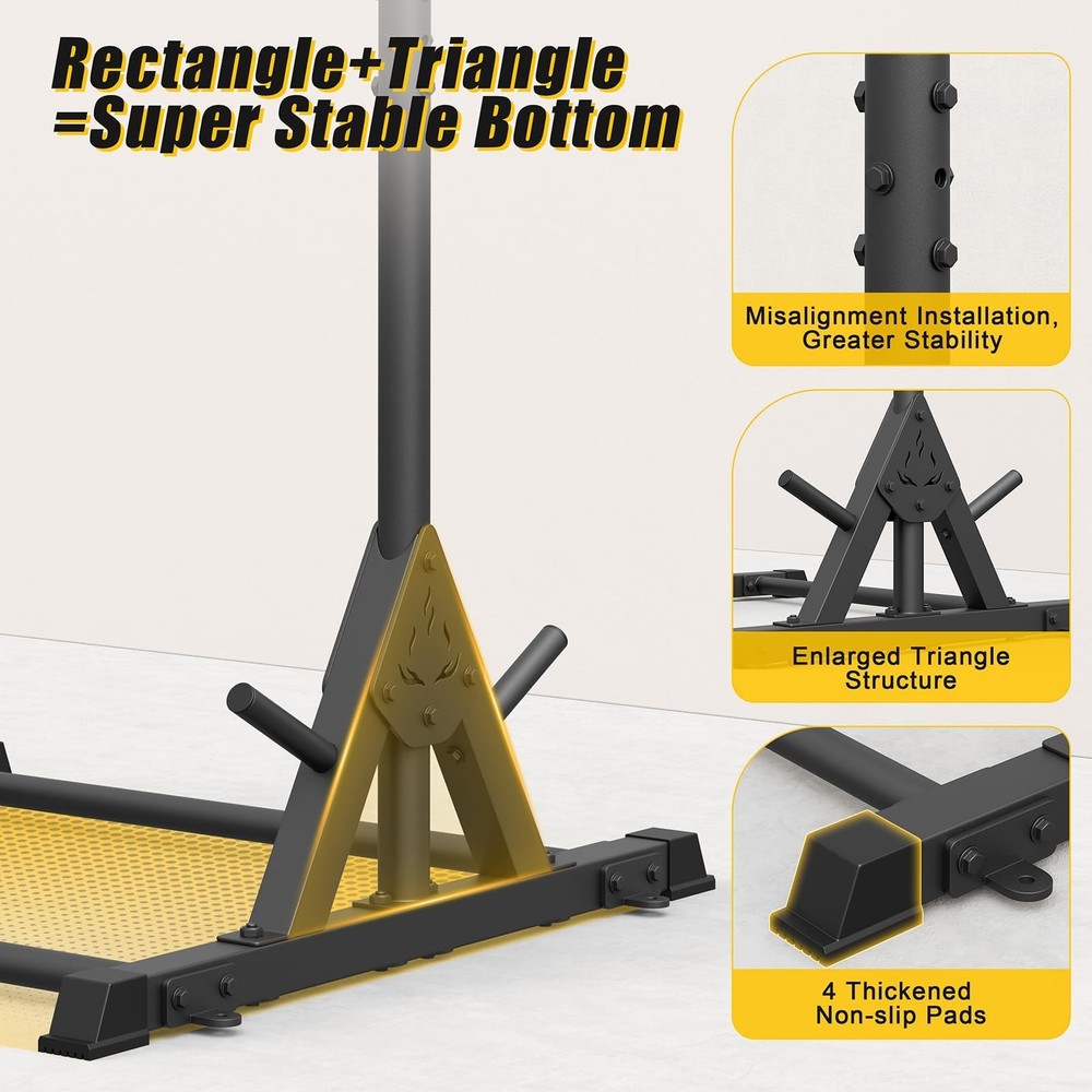Squat Rack with Pull Up Bar, Heavy Duty 600LBS Weight Capacity Squat Rack