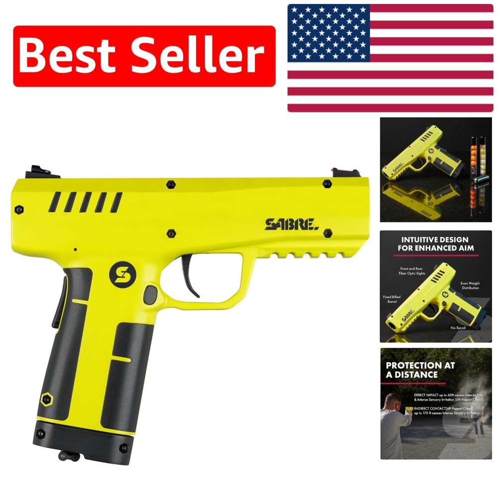 Compact Pepper Projectile Launcher for Home Defense - 7 Shots, Adjustable Sights