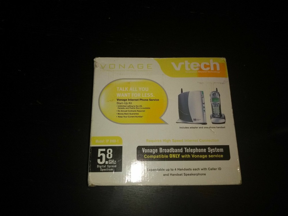 Vonage VTech IP 8100-1 Broadband Telephone System, Base & 1Handset