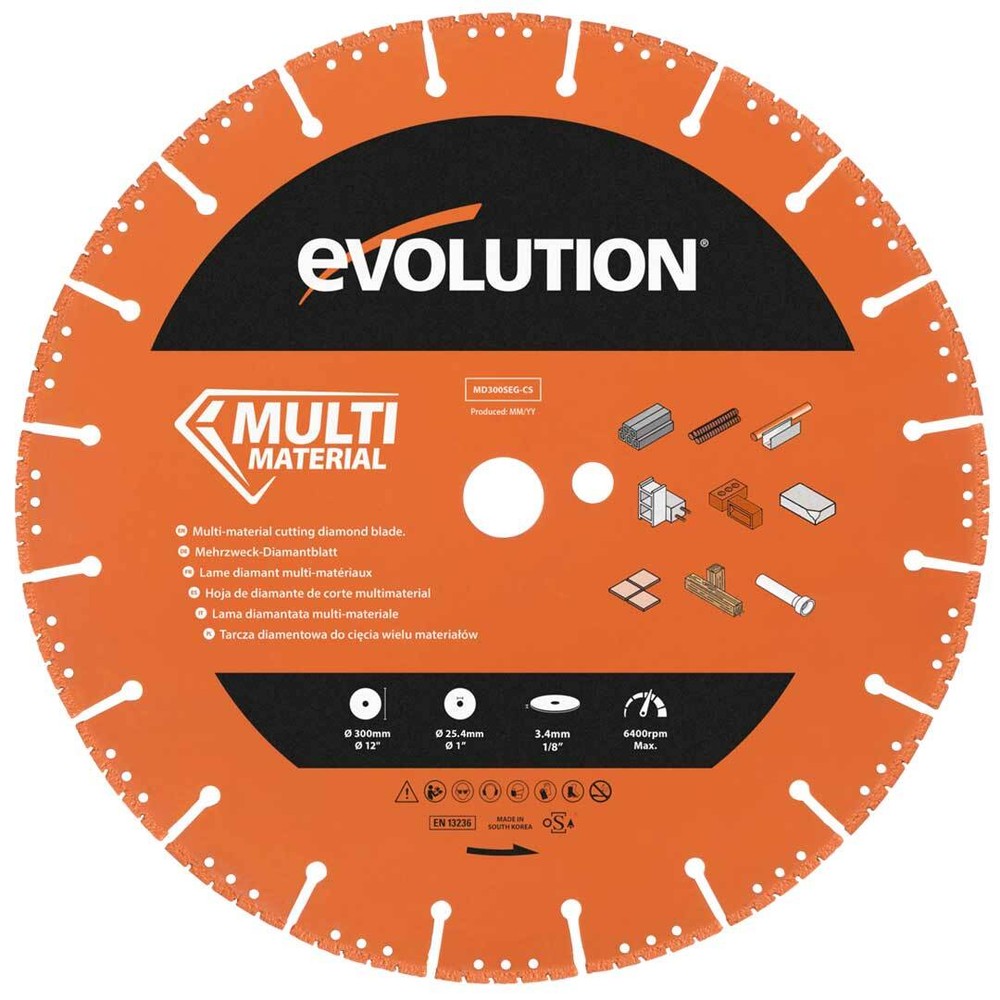 Evolution MD300SEG-CS Segmented Edge Multi-Purpose Diamond Saw Blade, 12 Inch