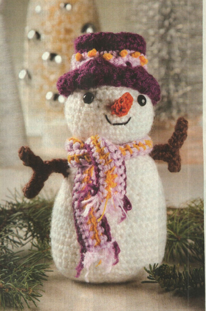 ALL DECKED OUT 8" SNOWMAN DOLL CHRISTMAS CROCHET PATTERN INSTRUCTIONS