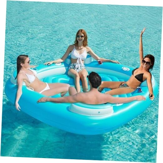 Floating Island Pool Float - Giant Inflatable Multi Person Pool X-Large Blue