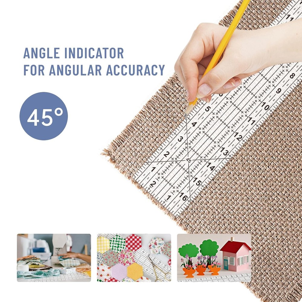 Headley Tools Sewing Ruler,Quilting Ruler (3"x 17"), Fabric Ruler with 45- Angle