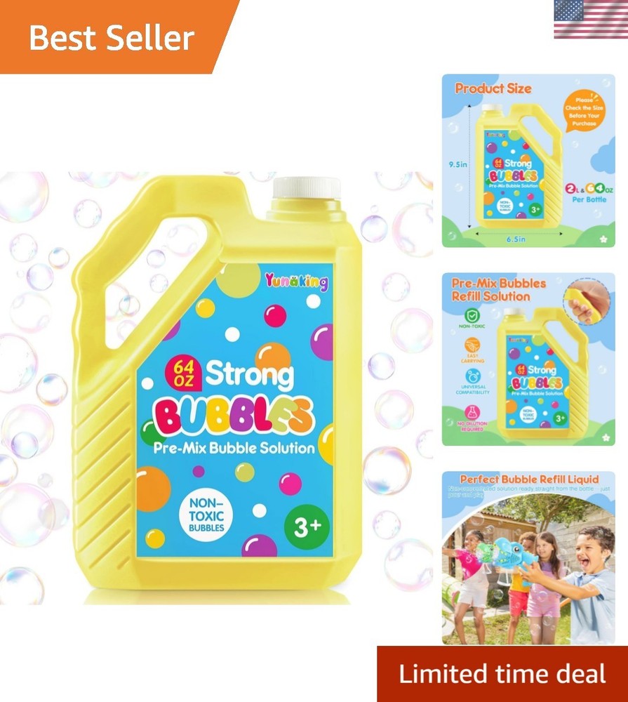 64 OZ Bubble Solution Refill Pre-Mix: Non-Toxic Bubbles for Kids Refills for ...