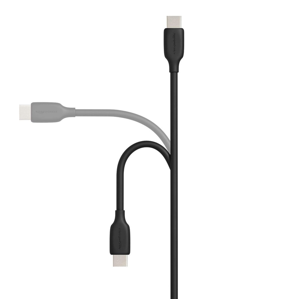Amazon Basics 2-Pack USB-C to USB-A 2.0 Fast Charging Cable, 6-Foot, Black