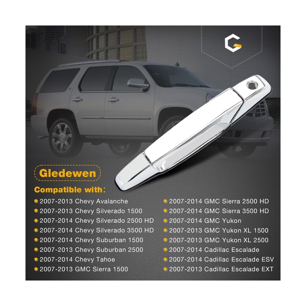 Exterior Chrome Door Handle Front Left Driver Side | Replacement for 2007-201...