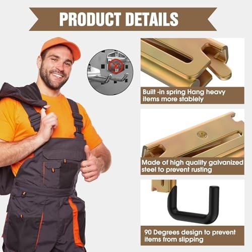 E Track Hooks 6 Pack, Heavy Duty E Track Accessories, E 6PCS E Track J Hooks