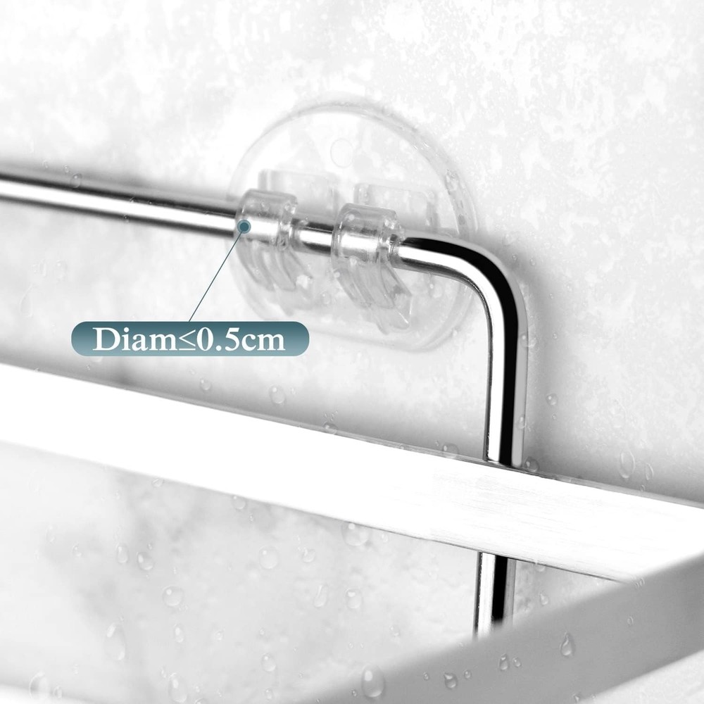 Transparent Shower Caddy Adhesive Wall Mount No Drilling 2 Pack