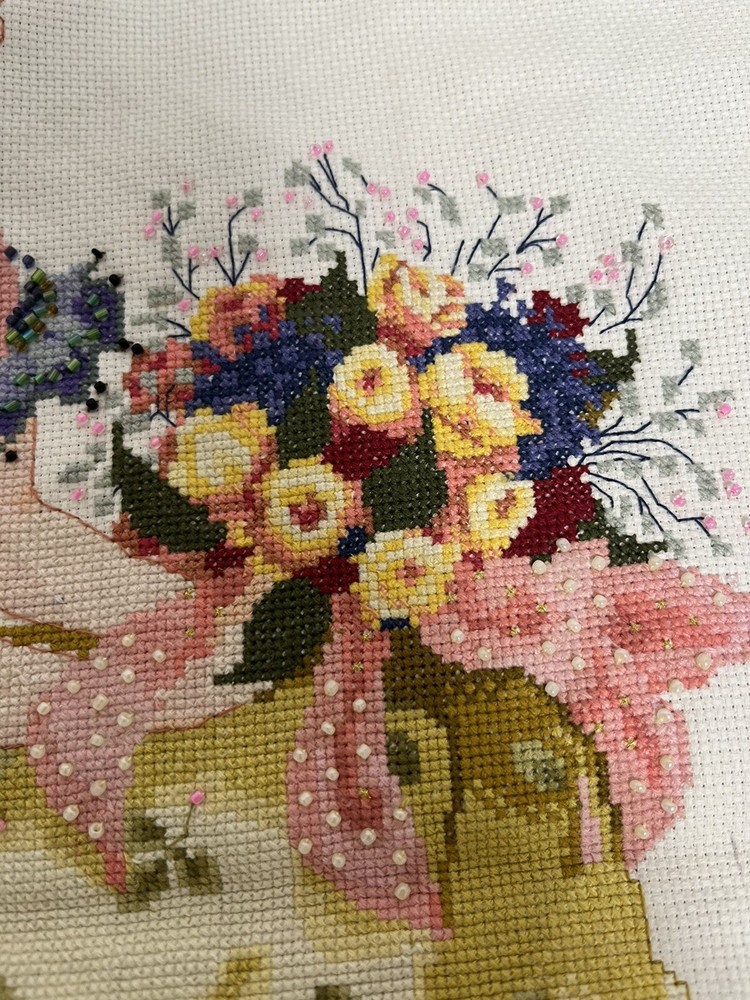 completed finished cross stitch Spring Queen 12''x 19'' Unframed NEW