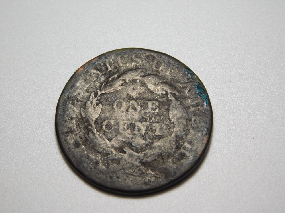 OLD US COPPER COINS 1828 CORONET HEAD LARGE CENT *BENT*