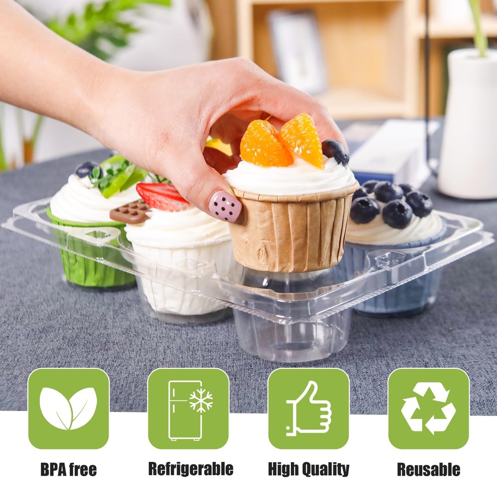 NPLUX 6 Count Cupcake Containers 45 Pack Cupcake Holders Clear Plastic Stacka...