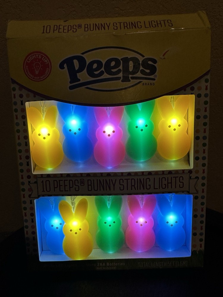 Peeps Bunny String Lights LED New Easter Indoor Battery Decor