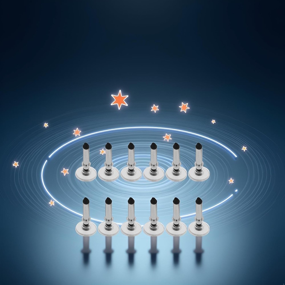 12 Pcs Silver Universal Stylus Replacement Tips,Universal Disc Tips Round Sha...