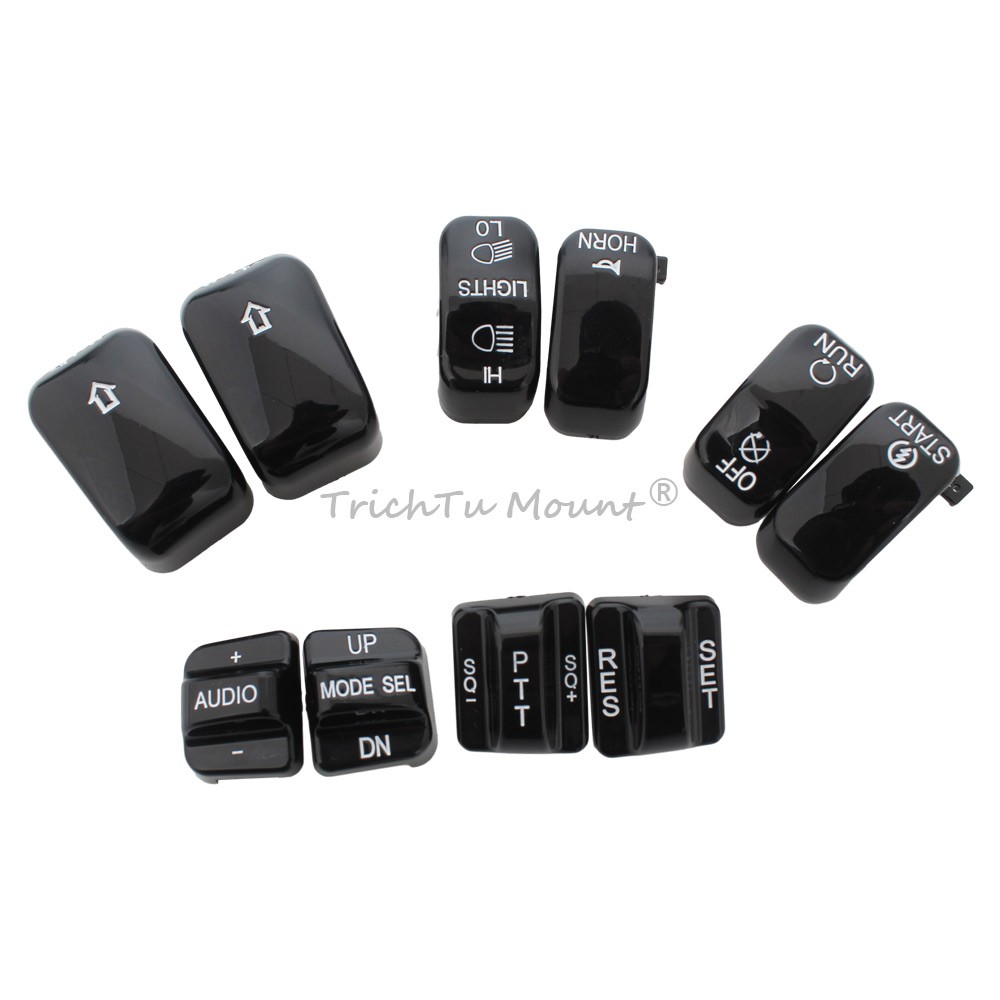 Black Hand Control Switch Button Caps For Harley Electra Glide FLHTCU 1996-2013
