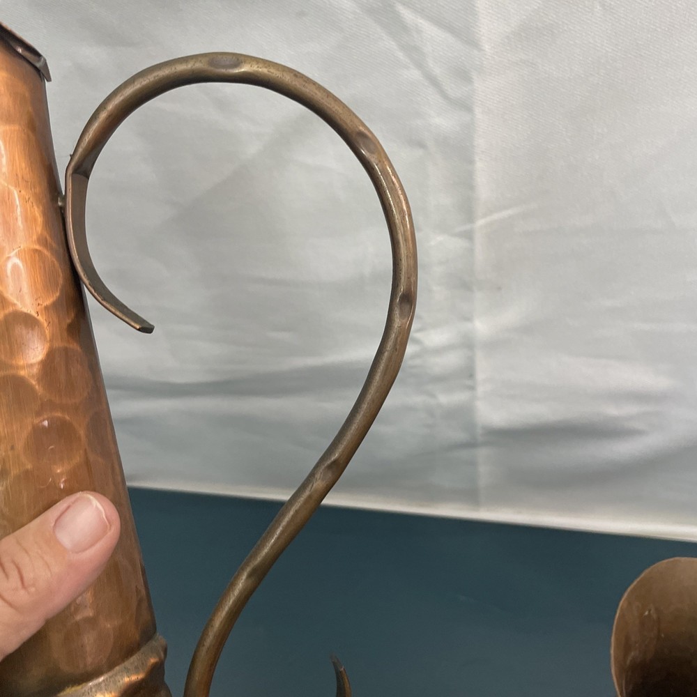 2 vintage, hand-hammered copper pitcher Primitive Rustic Decor