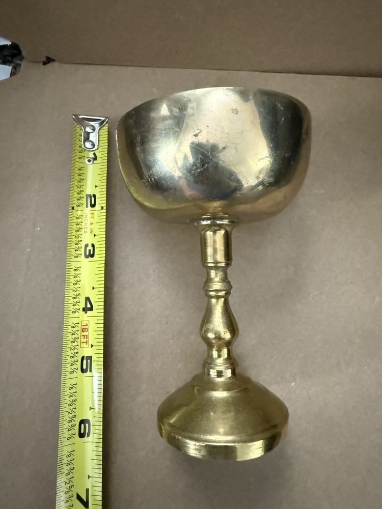 Solid Brass Chalice Goblet Cup 6" Tall Barware Wine Glass