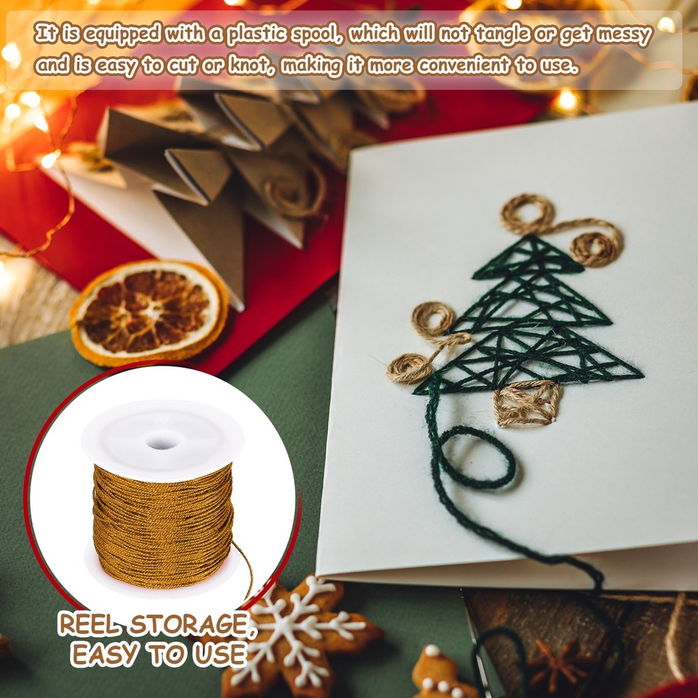 1 Roll 0.8mm Metallic Cords Thread, Brown, 27.34Yards