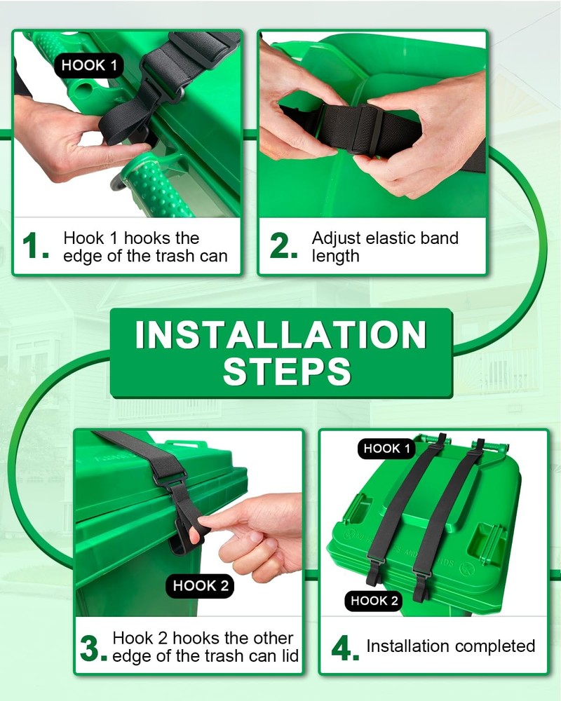 Adjustable Double Claw Trash Can Lock Strap Garbage Can Lid Locks Organization