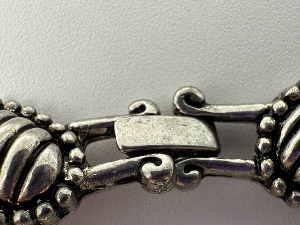 Pewter Heart link bracelet textured