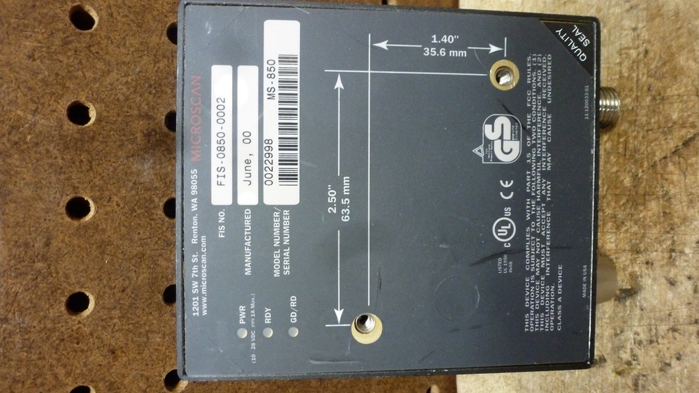 Microscan FIS-0850-0002, MS-850 Fixed Barcode Scanner *PLZ READ*